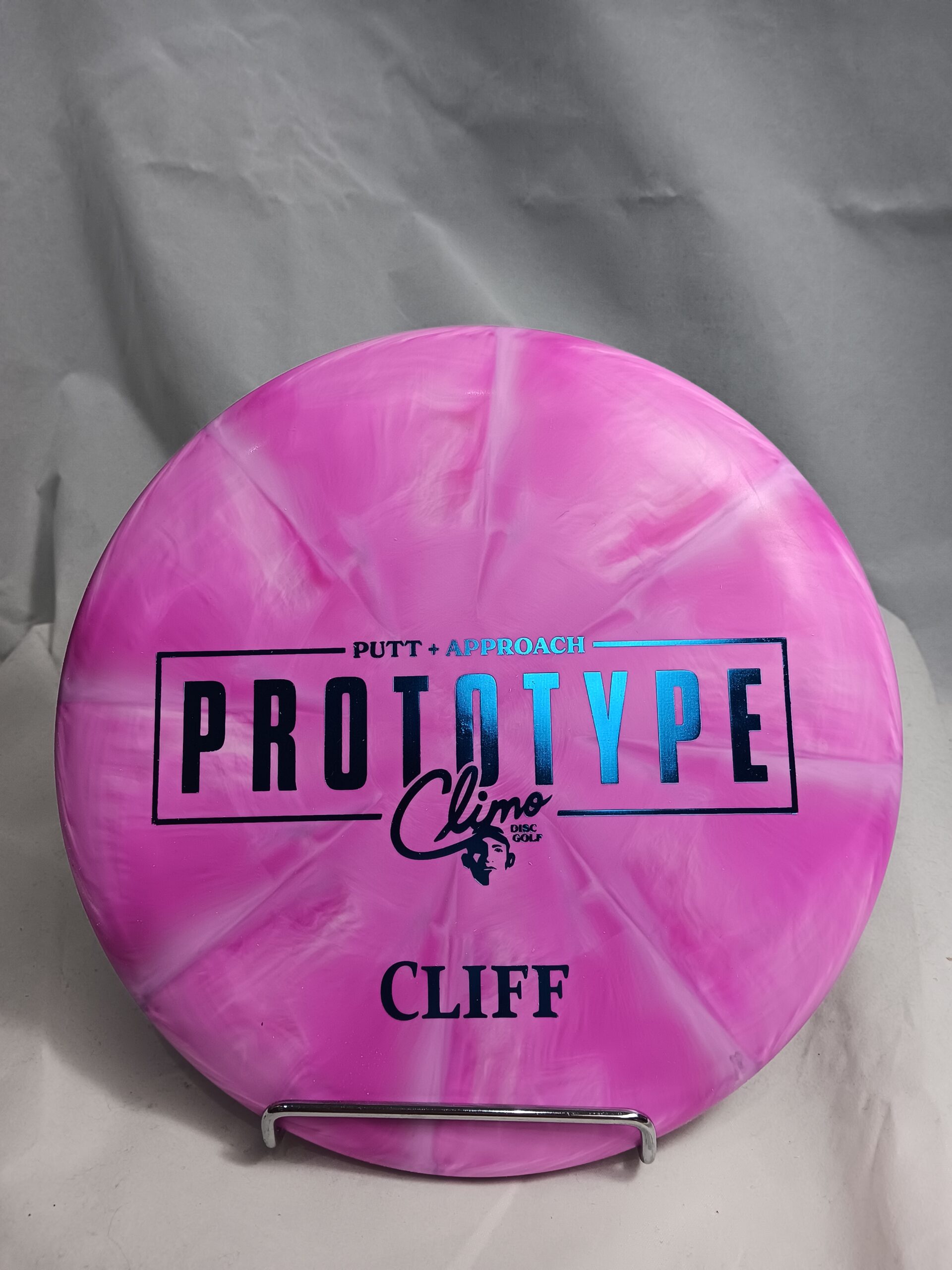 Climo Disc Golf Cliff - Prototype Putter 174g (Pink With Blue Foil)